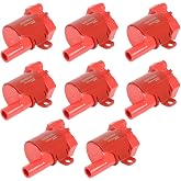 UF262 Round Red Ignition Coils Compatible with Express Sierra Yukon 99-07 | Set of 8 D585 Compatible with Chevy Silverado Tahoe for GMC Savana for Buick Rainier for Cadillac Escalade 1999-2007
