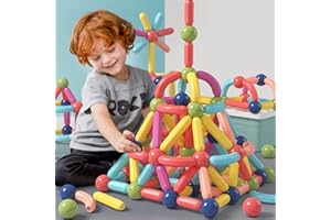 BAKAM Magnetic Building Blocks for Kids Ages 4-8, STEM Construction Toys for Boys and Girls, Large Size Magnet Sticks and Balls Game Set for Kid’s Early Educational Learning (160 PCS)