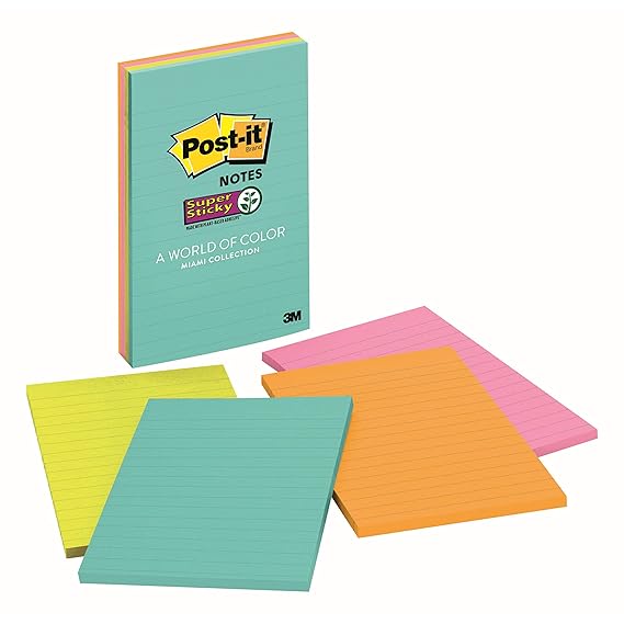 Postit Super Sticky Notes, 2X Sticking Power, Lined Notes for Lists