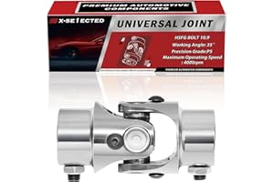 Single Steering Shaft Universal U Joint3/4-30 Spline X 3/4" DD Chrome,Working Angle 35°Degree