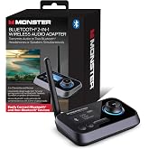 Monster Bluetooth Transmitter &amp; Receiver, 2-in-1 Audio Adapter, 3.5mm | Stream TV to 2 Headphones, 33 ft Range, USB Powered, Aux Port, Home Theater, Multi-Input, 3.5mm Auracast, FM &amp; Car
