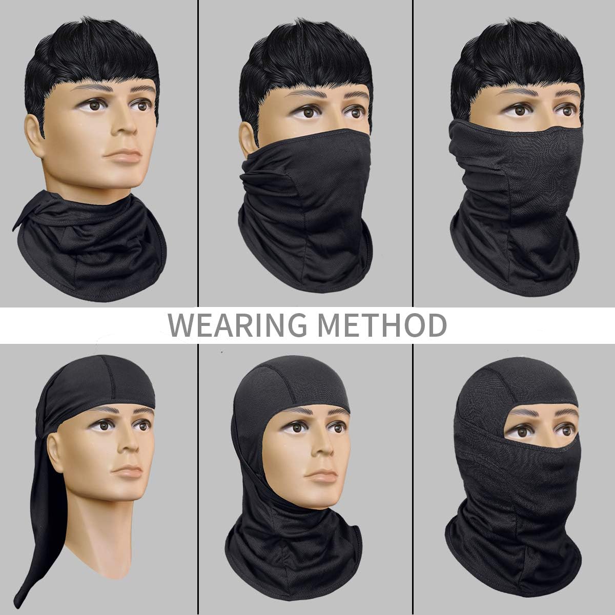 Achiou Balaclava Face Mask UV Protection for Men Women Ski Sun Hood Tactical Masks Black: Clothing