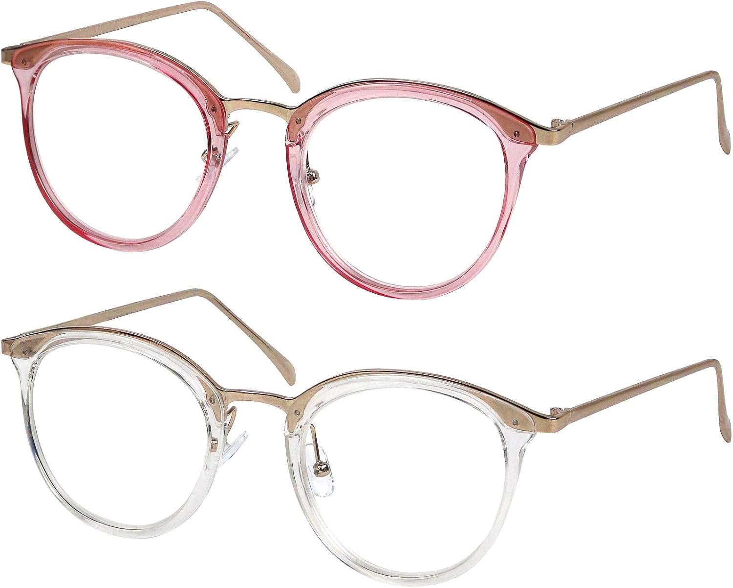 Reading Glasses Set of Pink and Clear Classic Elegant Glasses for