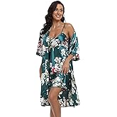 Women's Satin Robe Set 2 Piece Pajama Sets Sexy Lingerie Robes Soft Sleepwear Silky Kimono Nightgown with Camisole