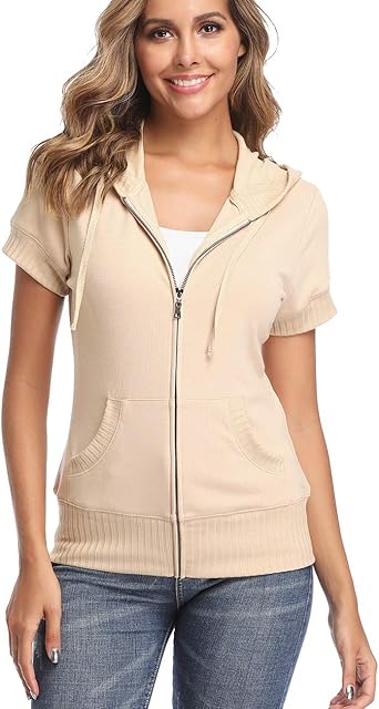 women's short sleeve hooded top