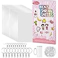 Warckon 149 Pieces Shrink Plastic Sheet Kit Include 24 PCS Shrinky Art Paper with 125 PCS Keychains Accessories for Kids Creative Craft