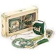 İhvan Online Mini Velvet Quran Set with Islamic Finger Counter, Portable Digital Tasbeeh, Muslim Prayer Beads, Pearl Zikirmatic Beads, 3 Pieces Gift Set for Mevlüt (Green)