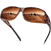 Peekaco Polarized Sunglasses Fit Over Glasses for Women & Men, Wrap Around Summer Shades UV400 Protection