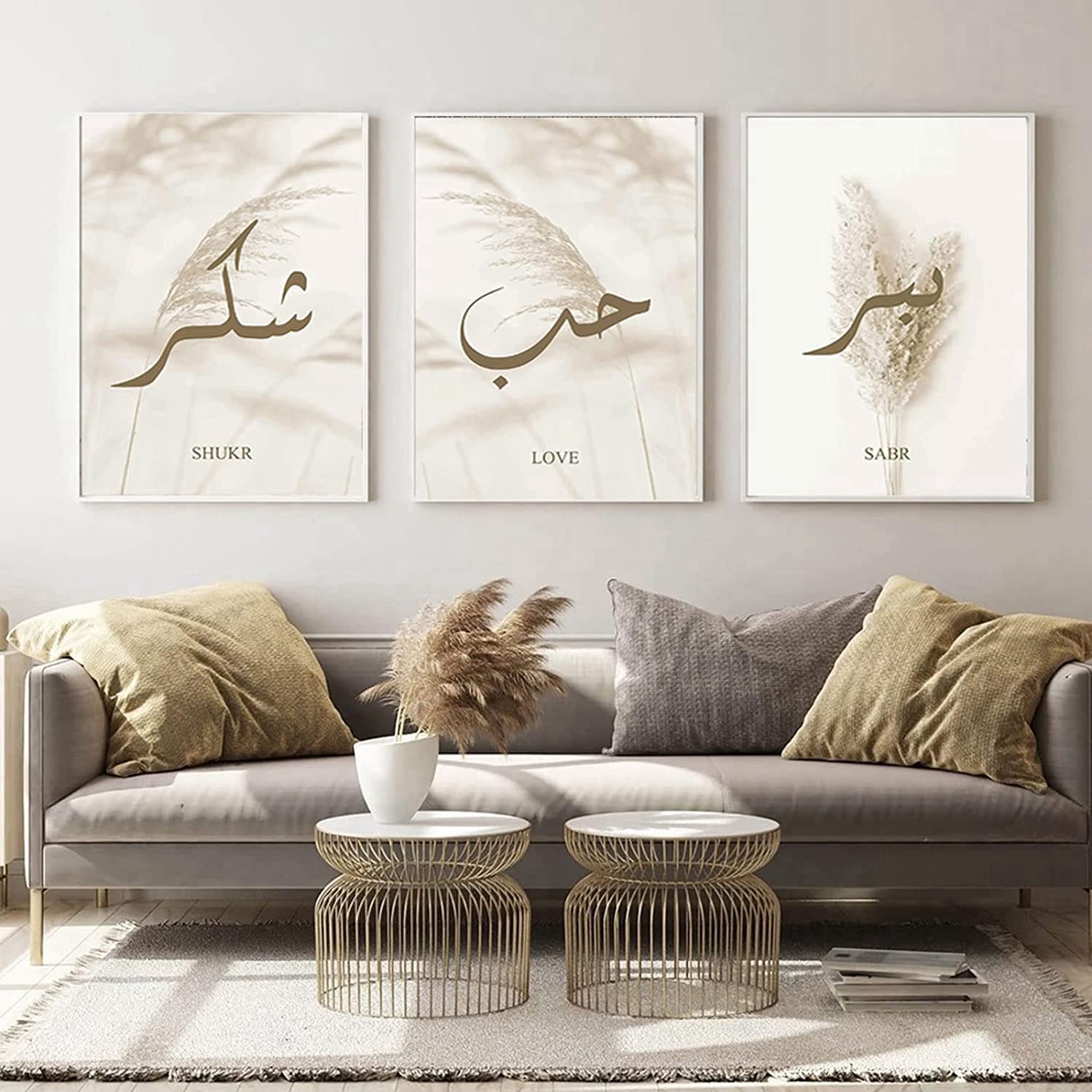 JNAOZI Pack of 3 Arabic Calligraphy Canvas Art, Wall Pictures for Living Room, Office, Kitchen and Bedroom, No Frame (60 x 90 cm x 3) — image 1