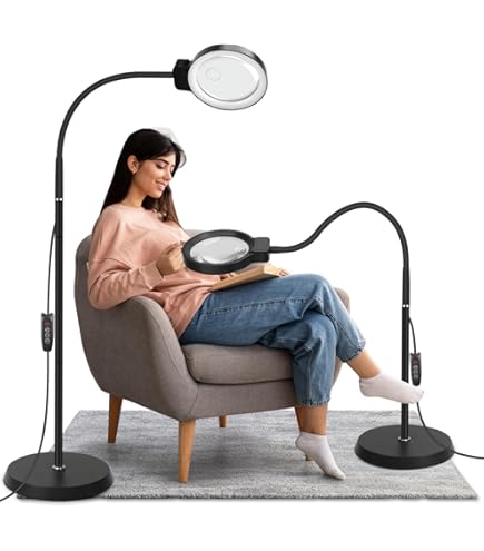 Lampe Loupe 3-en-1 NZQXJXZ 30X 10X - Loupe De Table Sol Pince 36 LED 3 Températures Lumière Réglable