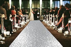 ShinyBeauty Silver Glitter Carpet Runner - 2FTx15FT for Weddings, Parties, and Special Events