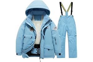Kids Boys Girls Snowsuits Ski Suits Hooded Fleece Jackets Coats and Snow Pants 2-Piece Winter Warm Waterproof Snowboarding