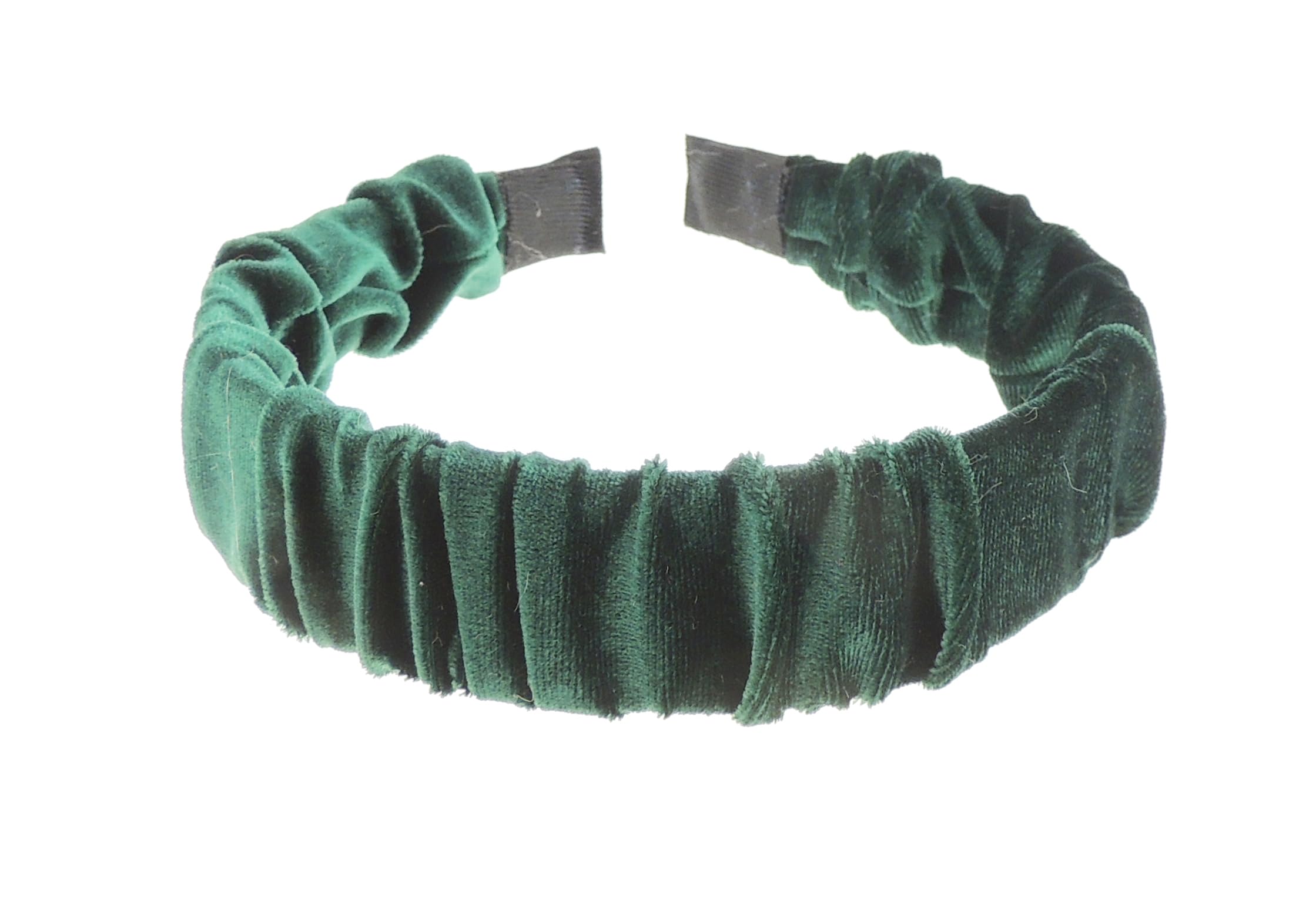 Ladies Wide Gathered Baggy Velvet Covered Headband Alice Band (Green)