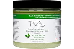 Premium Taza Peppermint Dead Sea Salt Scrub, 473 ml 24 oz (670 g) ♦ Exfoliates Your Skin Leaving it Soft and Hydrated ♦ Conta