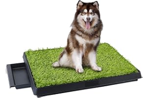 Grass Pee Potty Pad for Dog, Moclever Dog Grass Pad Tray with Drawer, 25x20inch Fake Grass Portable Pet Potty Trainer Indoor&Outdoor, Best for Medium and Small Dog