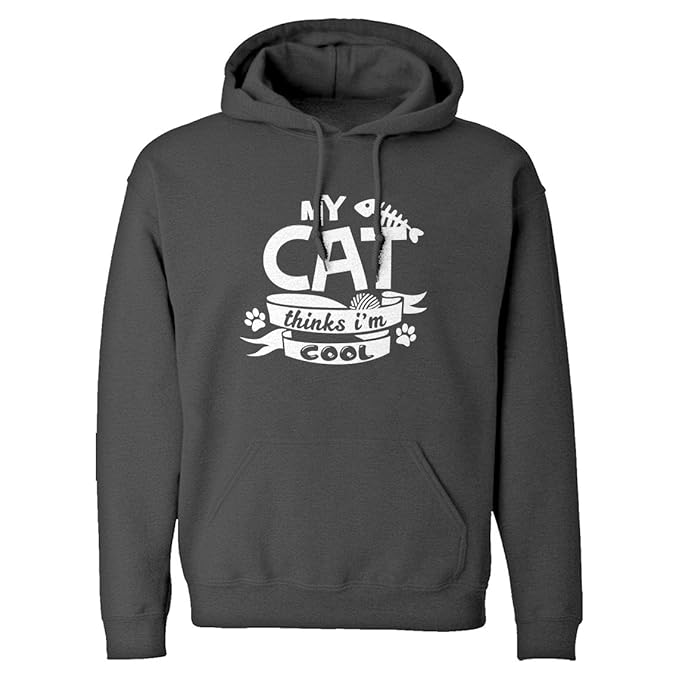 Hoodie My Cat Thinks I'm Cool Small Charcoal Grey Hooded Sweatshirt
