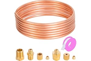 YullSorom 72'' Oil Pressure Gauge Tubing Kit, Set of Copper Tube and Threaded Brass Parts,Oil Pressure Gauge Universal Fit