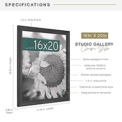 MCS Studio Gallery Classic 16x20 Poster Frame Black