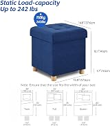 BRIAN & DANY Folding Ottoman Storage Box with Wood Legs Navy 38cm view 2