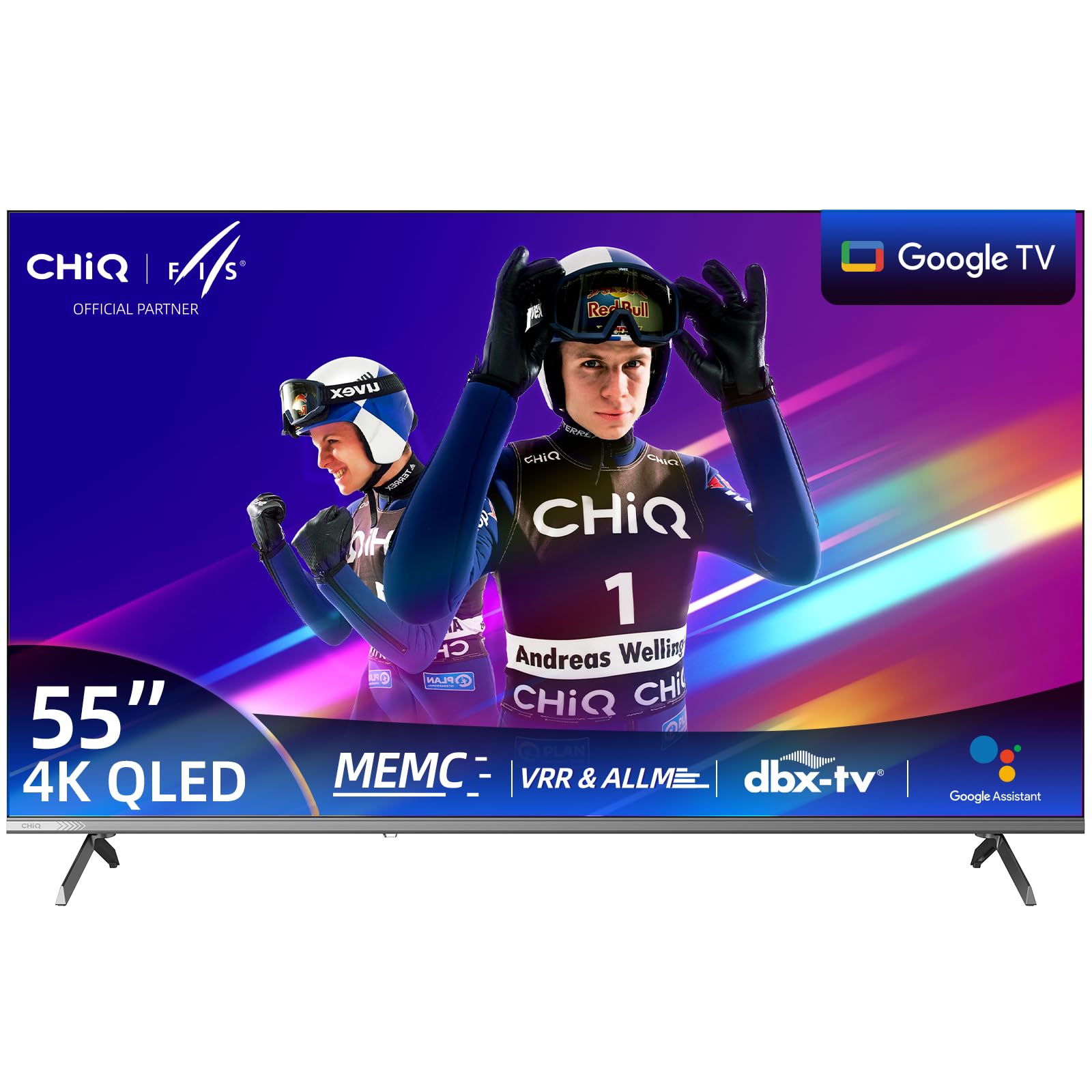 CHiQ 55 Zoll 4K UHD QLED Google TV mit HDR10, ALLM & VRR, MEMC