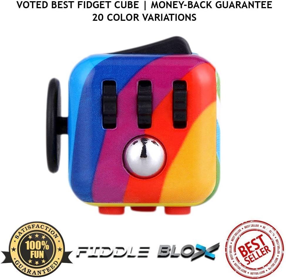 Fiddle Blox Premium Fidget Cube Toy for Stress & Anxiety Relief by Sensory, Anti-Depression, Hands Dice For Kids, Adults - Perfect Gift for Autism, Anger, ADD, ADHD, OCD