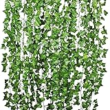 DearHouse 84 Feet 12 Strands Artificial Ivy Leaf Plants Vine Hanging Garland Fake Foliage Flowers Home Kitchen Garden Office 