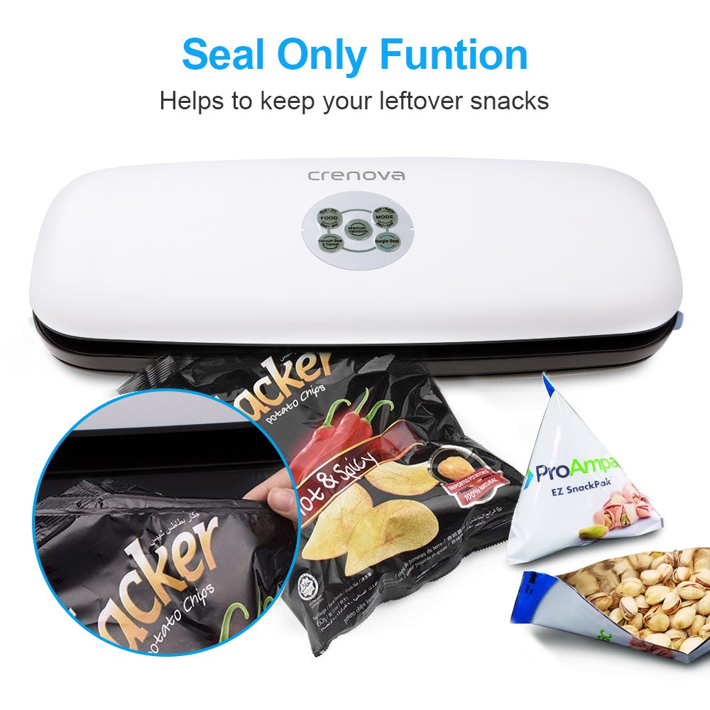 Machine Sous Vide, Crenova 3-in-1 Appareils de Mise Sous Vide avec Kit de De Démarrage Comprenant Coupe-sac, Tuyau D’aspiration et Sachets pour Préservation D’aliments Secs et Humides (Noir)
