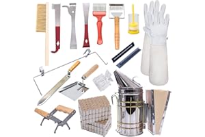 POLLIBEE 22 Pcs Beekeeping Tools, Bee Hives Starter Kit Beekeeping Supplies, Equipment with Bee Smoker for Beekeeping, Necessary Bee Hive Tools for Beginners and Beekeepers