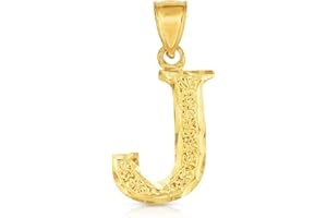 Floreo 10K Yellow Gold Letter A-Z Personalized Alphabet Name Monogram Pendant Optional Necklace, Initial Height 0.7 inch