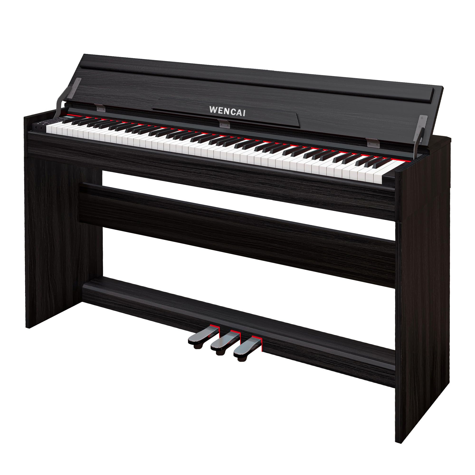 Photo 1 of WENCAI 88 Key Electric Piano Velocity-Sensitive Keyboard, 88 Keys Home Upright Digital Pianos, Wooden Electronic Piano for Beginner Adult with 3 Pedals, Supports USB-MIDI Connect, Black