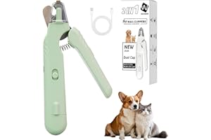 MUZMDNI 2-in-1 Dog Nail Grinder & Dog Nail Clippers Trimmers for Large Medium Small Dogs Cats Pets Claw Trimmer with LED Lights (Green)