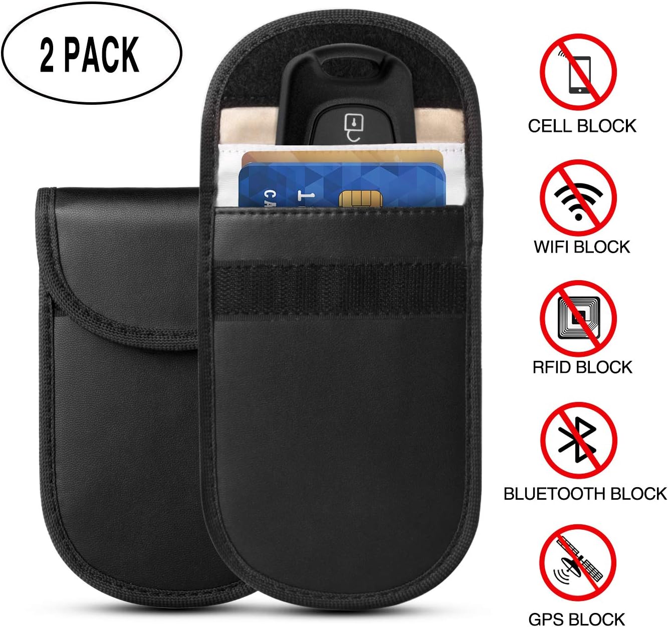 Car Key Signal Blocker Pouch, Pack of 2 RFID Blocking Faraday Bag