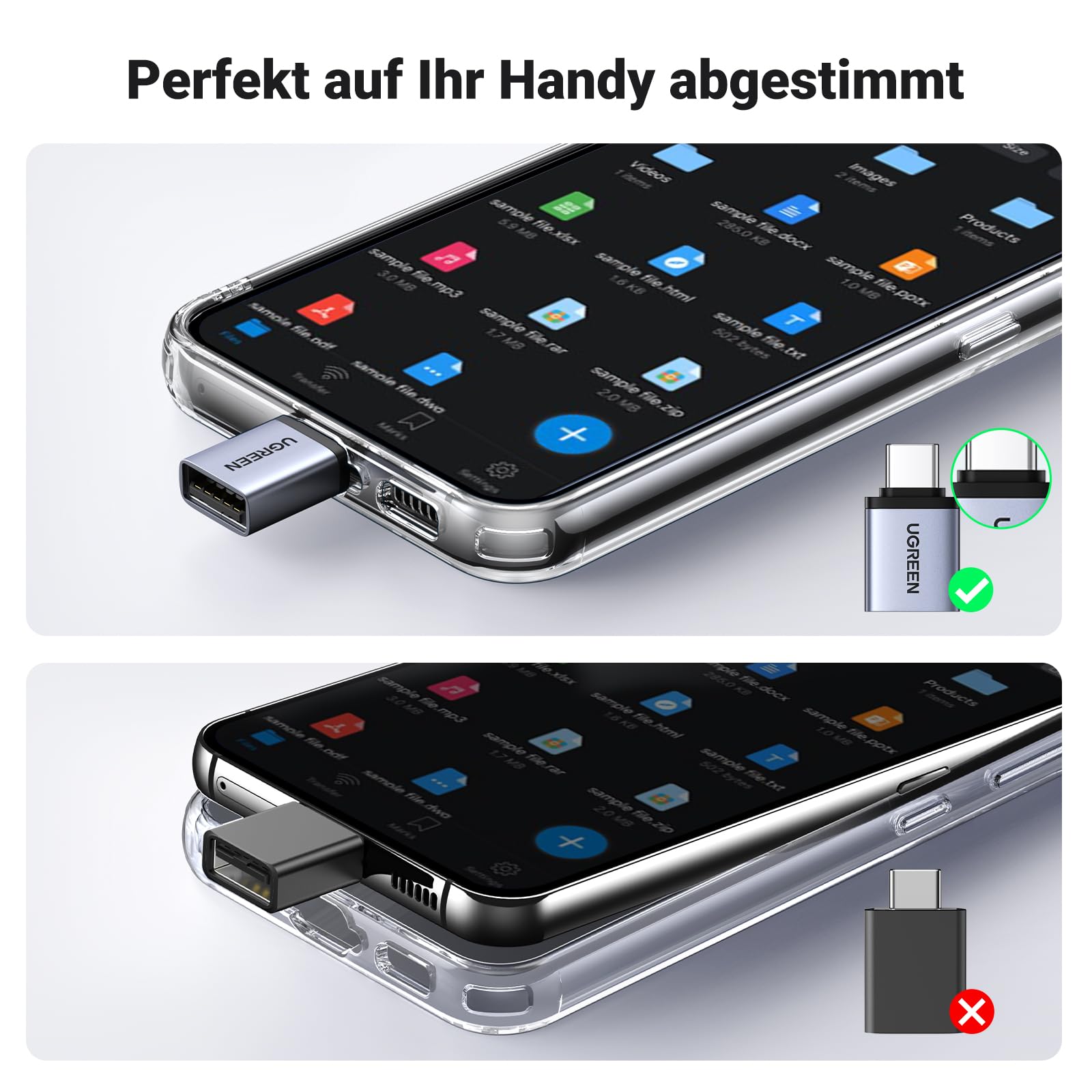 UGREEN USB C auf USB 3.2 Adapter 10Gbps OTG 2 Stück USB C Stecker auf A Buchse Adapter Kompatibel mit iPhone 17/16 Series MacBook Neo Pro Air iMac Galaxy Tab S9 S24 (Grau) 6