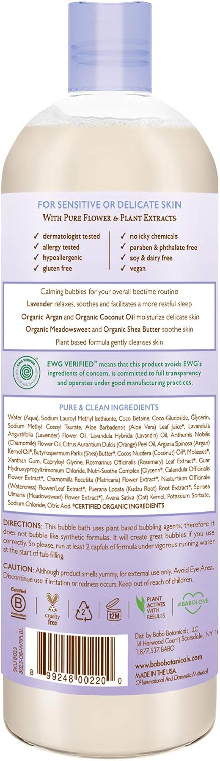 Babo Botanicals Calming 3-in-1 Shampoo, Bubble Bath & Wash with French Lavender and Organic Meadowsweet, Hypoallergenic, Vegan, For Babies and Kids - 15 oz.: Beauty