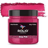 Rolio Premium Mica Powder - Deep Pink (50G / 1.76oz) - 1 Jar of Pink Pigment Powder for Epoxy Resin, Dye, Soap Making, Nail Polish, Paint, Candle Making, Bath Bombs, Slime