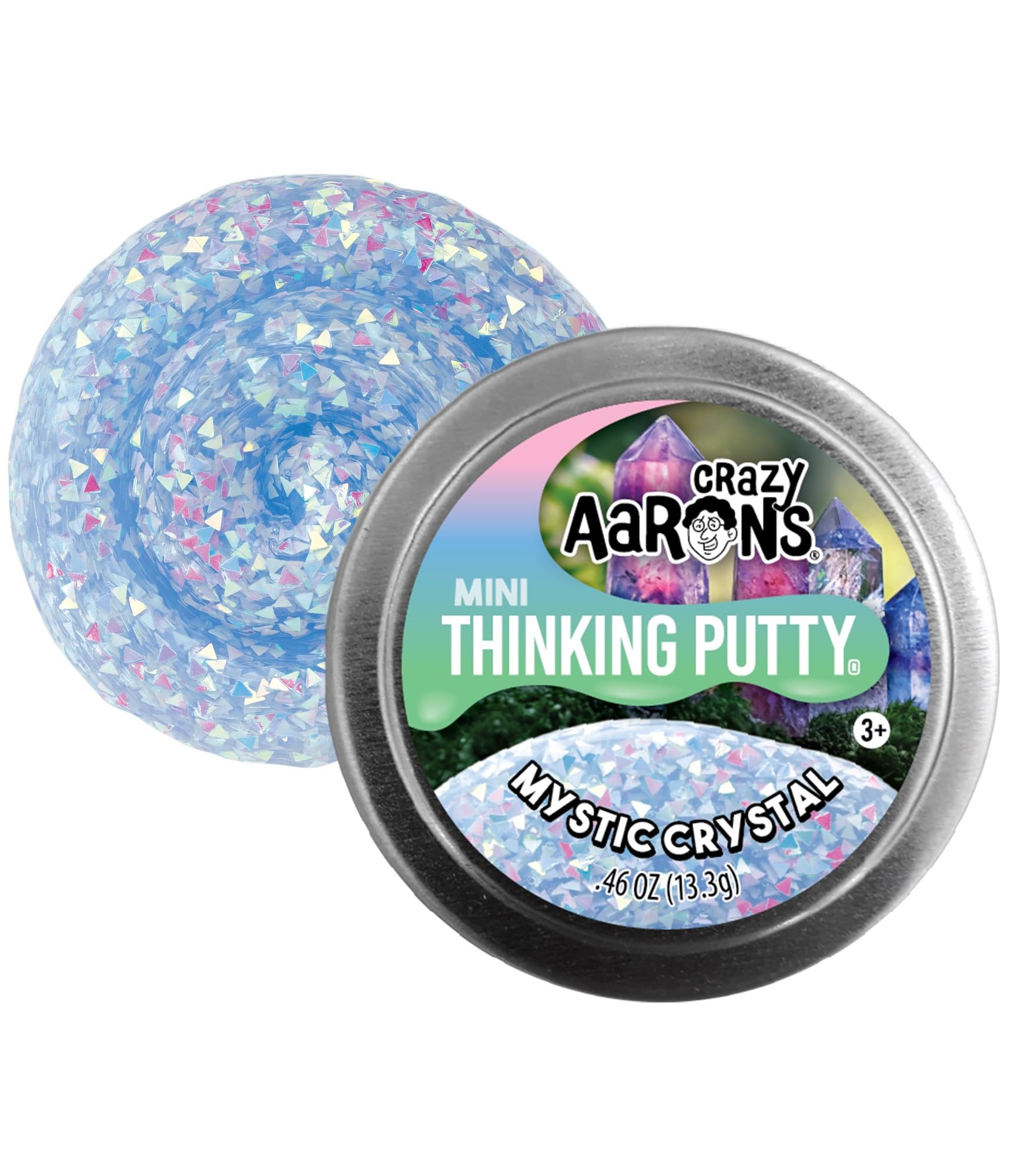Crazy Aaron's Thinking Putty - Mini Tin - Mystic Crystal - Sparkle Sensory Putty for Kids and Grown ups in a 2" Tin - (0.47 oz) of putty - Creative and Endless Fun, Stress Relief Therapy Toys