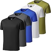 TRUPPALAND Men's Athletic T-Shirts 5 Pack, Quick Dry Moisture-Wicking Lightweight Workout Shirts for Running Training