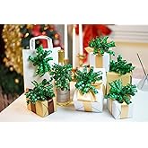 Lakkity 12Pcs Bows for Gift Wrapping, 6 Inch Curly Ribbon Bows, Self Adhesive Burst Gift Bow for Presents,Paper Bag, Baby Shower Favors, Wrapping Accessories, Wedding Decor (Green)