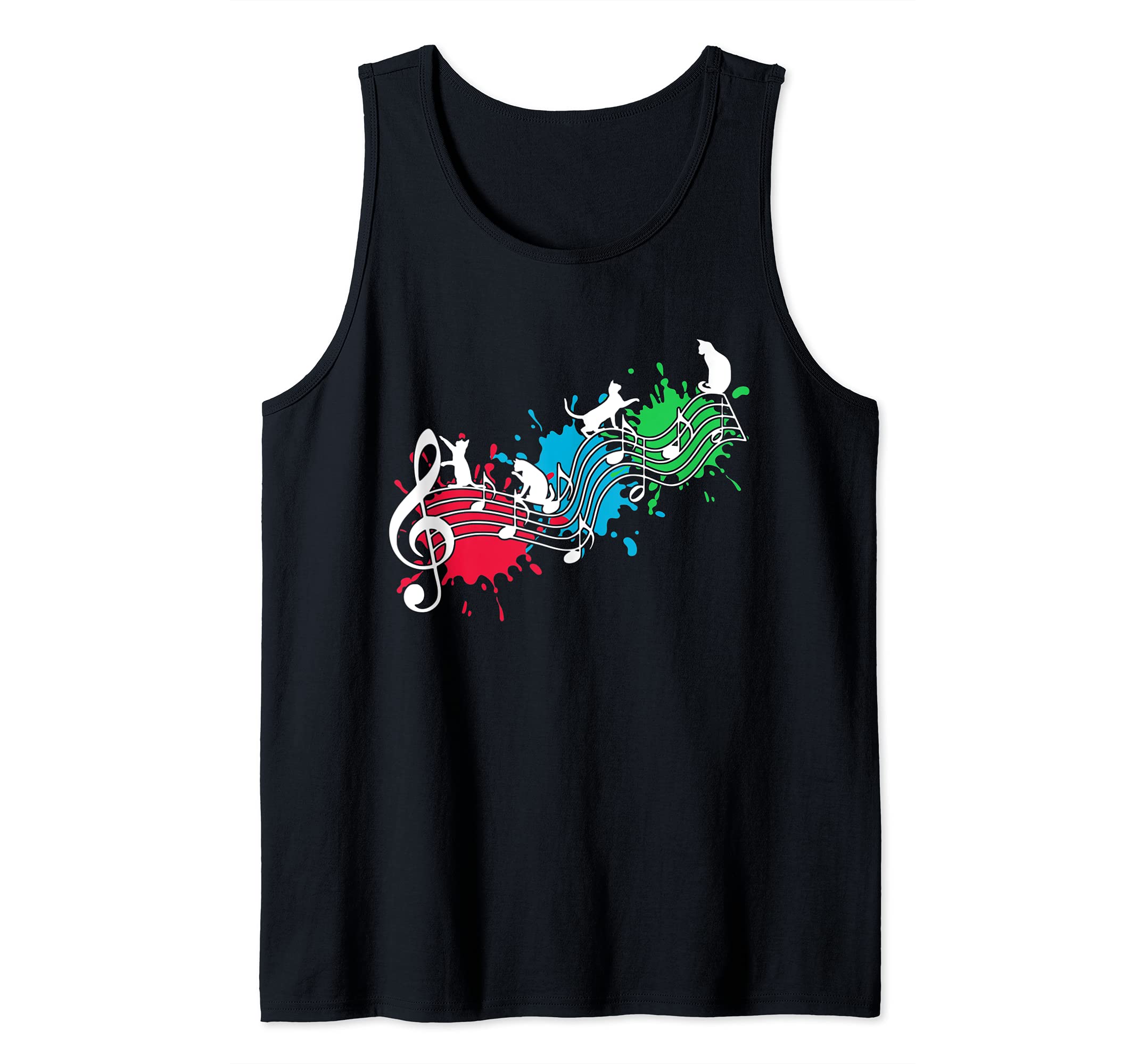 Little cute lively musical cats and kittens romp on staves Tank Top