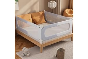 Newfinder 78.74 inch Bed Rail for Toddlers - Baby Bed Guard Rail with Dual-Child Lock, Bunk Size Guard Bumper for Kids, Adjust Up & Down Safety Bedrail for King Queen Full Twin Size Crib - 1 Pack