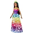 Barbie Dreamtopia Princess Doll, 12-Inch, Brunette with Blue Hairstreak Wearing Rainbow Skirt and Tiara, for 3 to 7 Year Olds​