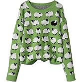 RoseSeek Women's Sheep Graphic Sweaters Crew Neck Long Sleeve Pullover Jumpers Cute Pullovers