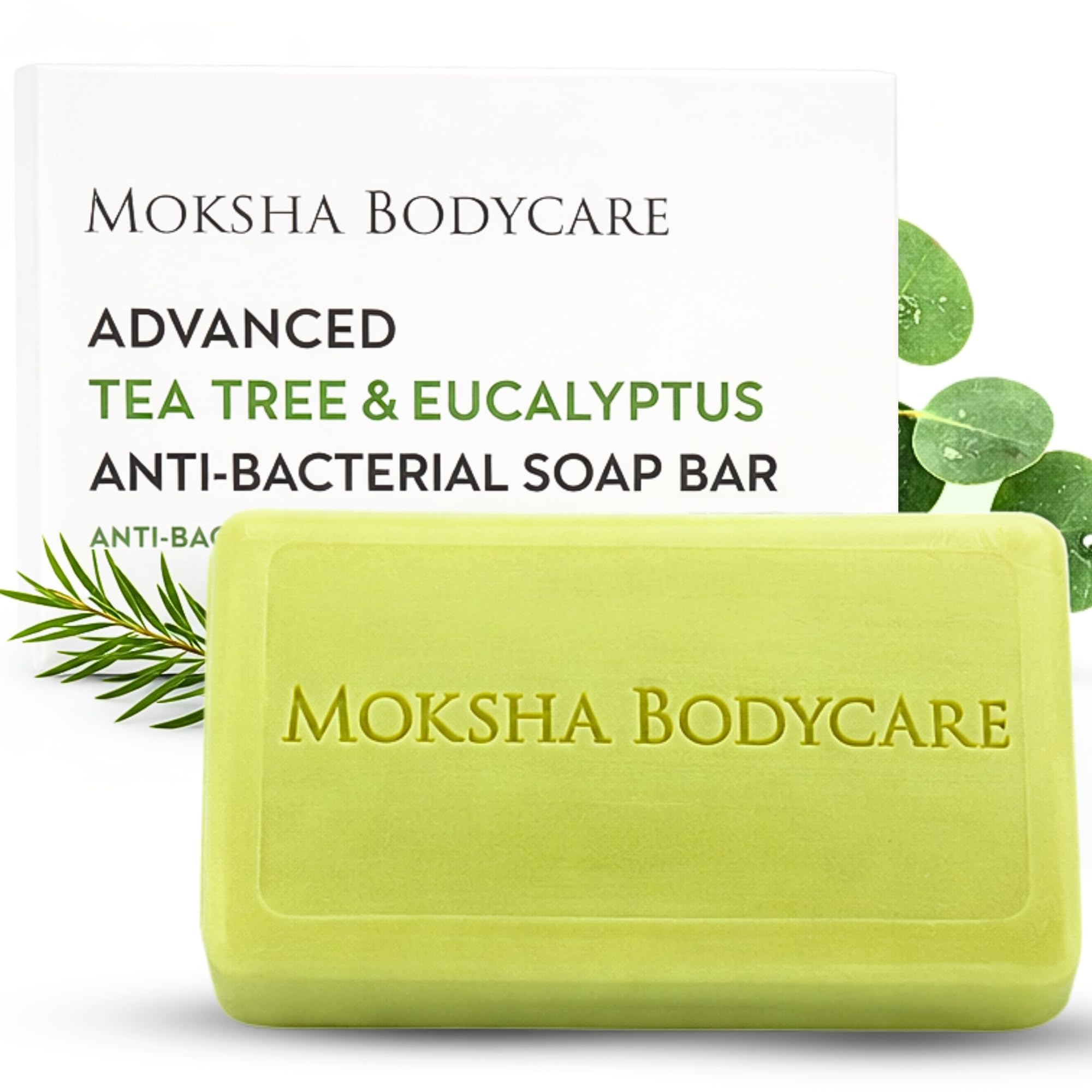 Tea Tree and Eucalyptus Soap Bar - [Made In U.K] Anti Acne Body Wash for Men Women Sensitive Skin Tea Tree Antifungal Soap Mens Face and Body Soap Bar for Acne Spots Blackheads- 100g