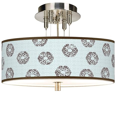 Weathered Medallion Giclee 14 Wide Semi Flush Ceiling Light