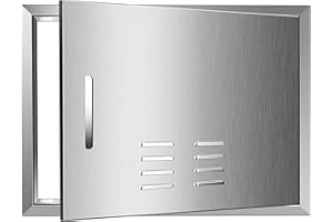OLIPIC Vented Outdoor Kitchen Doors, Stainless Steel BBQ Double Access Door,Flush Mount for Outdoor Kitchen and BBQ Island,23W17H Vents