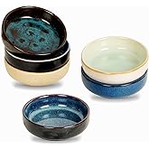 STE-CER 3.35 Inch Ceramic Soy Sauce Dish,Pinch Bowl,Small Dipping Bowls for Side Dishes,Appetizers,Condiments-Set of 6(Assorted Colorful)