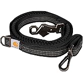 Carhartt Pet Durable Nylon Webbing Shock Absorbing Leash for Dogs, Reflective Stitching for Visibility, Black, Large