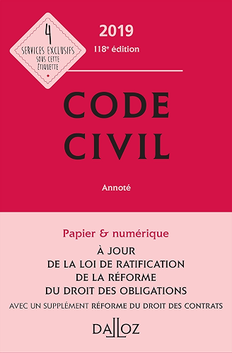 Download Code civil 2019, annoté (Codes Dalloz Universitaires et Professionnels) PDF