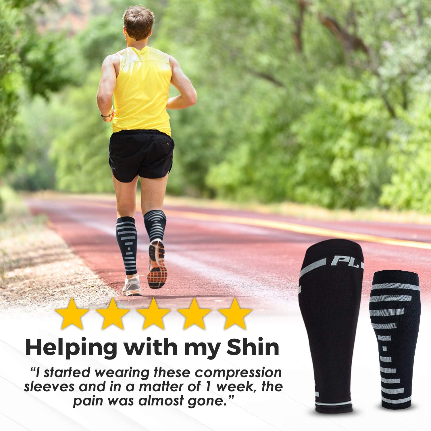 PowerLix Calf Compression Sleeve (Pair) – Supreme Shin Splint Sleeves for Men & Women – 20-30 mmHg: Clothing