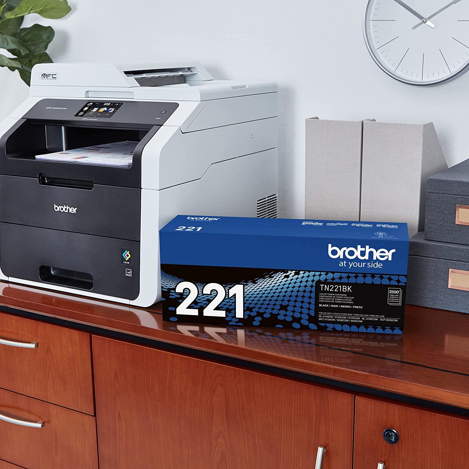 Brother Genuine TN221BK, TN221C, TN221M, TN221Y 4-Color Toner Cartridge Set, Black Cyan Magenta & Yellow, TN221